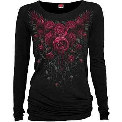 Image of Spiral Blood Rose Baggy Top Black S