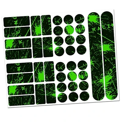 Image of Finest Folia 34 Piece Bicycle Frame Protective Film Sticker MTB BMX Chain Paint Protection (01 Racing Neon Green)