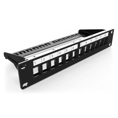 Image of DIGITUS Patch Panel Modular 12 Ports 10 inch Rack Mount 1U Keystone Module Distributor Field Shielded Black