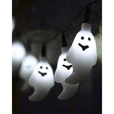 Image of Smart Solar Halloween Ghost String Lights 10 White LED&#039;s