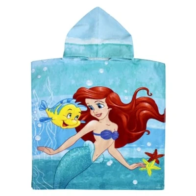 Image of Jerry Fabrics Disney Ariel Children&#039;s Bath Poncho with Hood 50 x 115 cm, Colourful