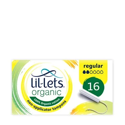 Image of Lil Lets Organic Non Applicator Regular Tampons, 16 Count (Pack of 1), for Light to Medium Flow, Made with 100% Cotton, GOTS Certified, Vegan Plastic Free Period Care