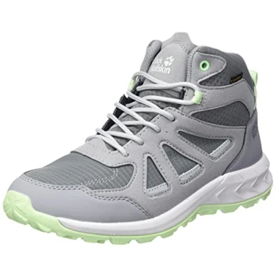 Image of Jack Wolfskin Women&#039;s Woodland 2 Texapore MID W Sneaker, Dark Grey/Light Green, 4 UK