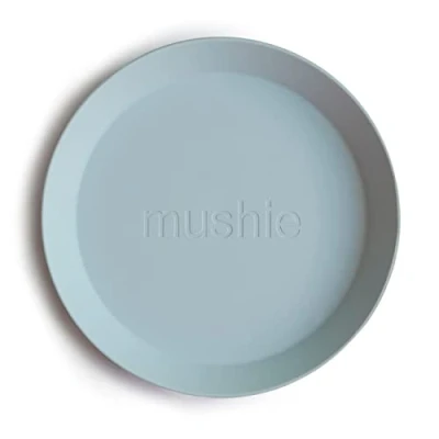 Image of Mushie Dinnerware Plates for Kids Tableware 1x Set of 2 Reusable BPA Free Dishwasher &amp; Microwave Safe Made in Denmark Round (Powder Blue)