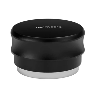 Image of Normcore 53.3mm Palm Tamper Espresso Built In Spring Barista Coffee Leveler Tool Stainless Steel Flat Base Anodized Aluminum Stand Holder