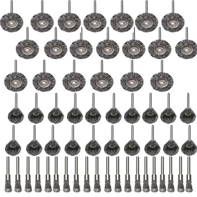 Image of Rocaris Steel Wire Wheels Pen Brushes Set Kit Accessories for Dremel Rotary Tool 60 Pieces