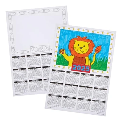 Image of Baker Ross FN311 Calendar Blanks 2025 Pack of 12, Kids Make Your Own Craft Accessories