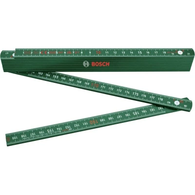 Image of Bosch Folding Ruler 2m (Robust, High Quality for Accurate DIY Measuring; Nylon Reinforced with Glass Fibre; Metric Scale; 10 Segments)