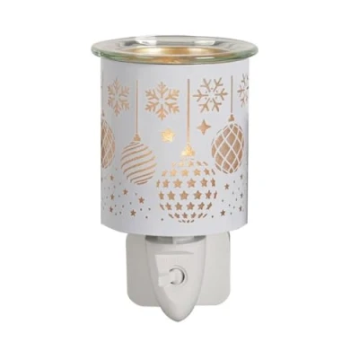 Image of Aroma White &amp; Gold Baubles Plug In Wax Melt Warmer