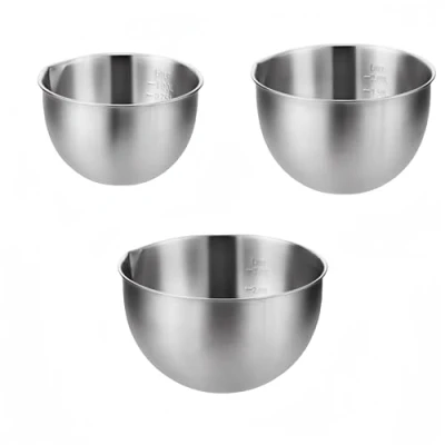 Image of Eidoct Mixing Bowls 3 Pieces Stainless Steel Bowl Set, Measuring Marking Bowls, Nesting Metal for Baking Cooking Food Preparing,Bowl Dishwasher Safe 1.5L/ 3L/ 5L