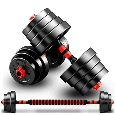 Image of MaxStrength Adjustable Dumbbell Barbell Strength Training Weight Lifting Set Home Gym Bicep Vinyl Dumbell Pair (10)