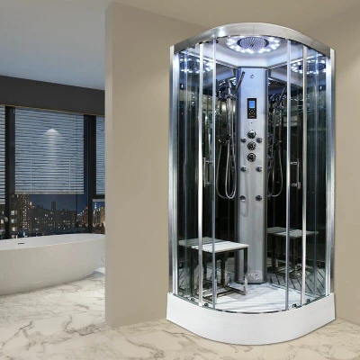 Image of Insignia Platinum Quadrant Steam Shower Cabin 900mm Chrome Frame