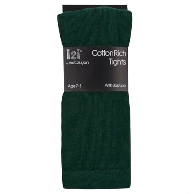 Image of I2I Childrens 3 Pair Girls Tights Back to School Plain Coloured Cotton Rich New Green