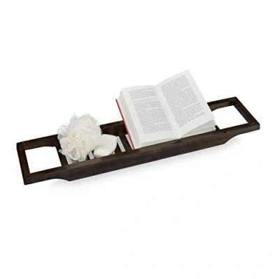 Image of Relaxdays Bamboo Bathtub Tray, 100%, Dark Brown, 70 cm