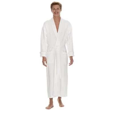Image of Boca Terry Mens Robe Super Soft &amp; Plush Long for Men Diamond Knit Waffle XXXXL (4XL) White