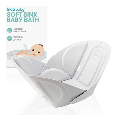 Image of Frida Baby Soft Sink Bath Seat: Bather for Baby, Easy to Clean Bathtub + Cushion That Supports Baby&#039;s Head