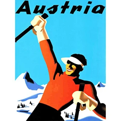 Image of Wee Blue Coo TRAVEL TOURISM WINTER SPORT SKI SNOW ALPINE AUSTRIA ART POSTER PRINT 18x24 INCH LV4325