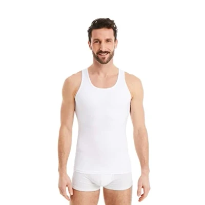 Image of FINN Men&#039;s Figure Shaping Compression Vest with Tummy Control Sleeveless Shapewear Undershirt Made from Cotton Body Shaper Tank Top for a Flatter Stomach White S