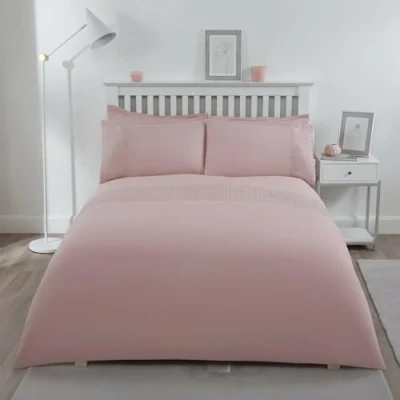 Image of Sleepdown Lace Panel Band Border Blush Pink Luxury Soft Easy Care Duvet Cover Quilt Bedding Set with Pillowcases King (220cm x 230cm), Polyester