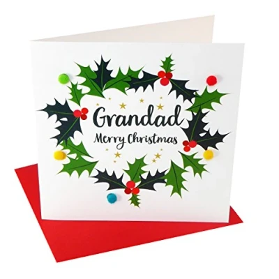 Image of Pom XP017 &quot;Grandad, Holly Wreath&quot; Christmas Card