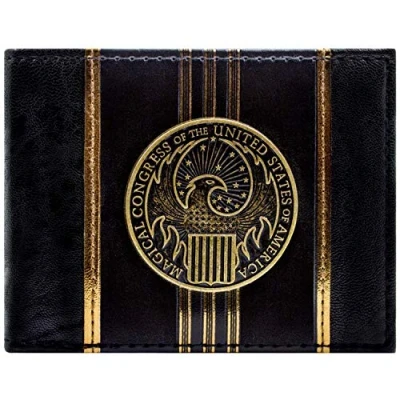 Image of Fantastic Beasts Where to Find Them MACUSA Emblem Wallet Bi Fold ID &amp; Card Holder, Gold