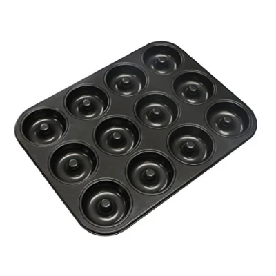 Image of webake Doughnut Mould 12 Hole Non Stick Baking Tin Carbon Steel Donut for Begal Sandwich, Doughnut, Brownies ø7 cm