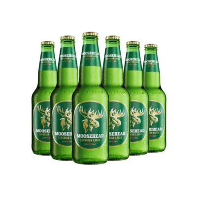 Image of Moosehead Lager 5% ABV Premium Canadian Golden Crisp &amp; Refreshing 6 x 340ml Bottle
