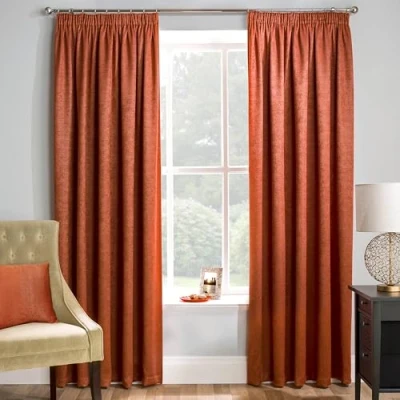 Image of Enhanced Living Matrix Orange Thermal Blockout Tape Top Curtains 90 x inch (229 229cm) Energy Saving for Room/Bedroom