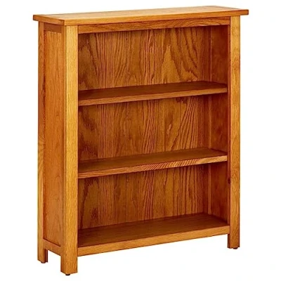Image of vidaXL Solid Oak Wood Bookcase Brown Freestanding 3 Tier Shelf for Office/Living Room Farmhouse Style 70x22.5x82 cm