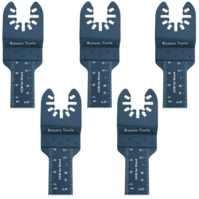 Image of Pack of 5 x 20mm Wide Oscillating Multi Tool Blades/Wood Cutter Saw Blades Set Compatible with Dremel Fein Multimaster Makita Stanley Worx Dewalt Etc Multitool Blade