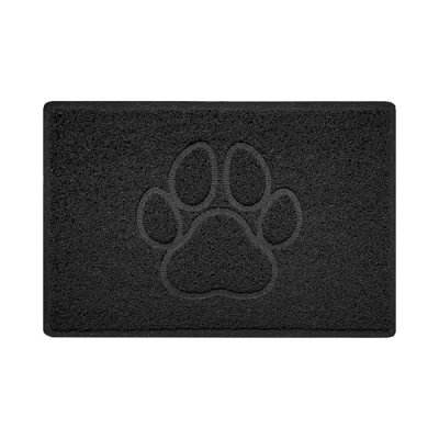 Image of Nicoman Paw Embossed Shape Indoor Outdoor Dirt Trapper Door Mat Washable Barrier Heavy Duty Doormat (Watertight Rubber Back, Small, Black, 60 x 40cm)