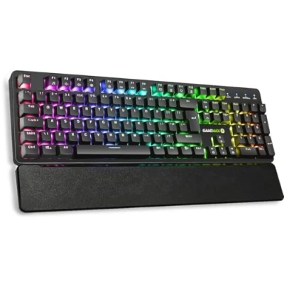 Image of GameMax Strike RGB Mechanical Gaming Keyboard, Individual LED Backlight, Outemu Red Switches, Anti Ghosting Keys, Detachable Wrist Rest, Compatible for Windows &amp; Mac OSX, USB, UK Layout Black