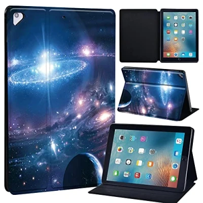 Image of Leather slim lightweight Stand Cover Folio Case for Apple New iPad 9.7 2018 2017(6th Gen, 5th Gen)/iPad Air 2/iPad Air/iPad Pro Tablet with Auto Wake/Sleep (fantasy planets system)