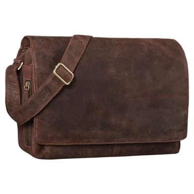 Image of STILORD &#039;Tom&#039; Vintage Leather Messenger Bag for 15 Inch Laptop Shoulder Office Work Large Genuine Business Satchel A4, Colour:Veleta Brown
