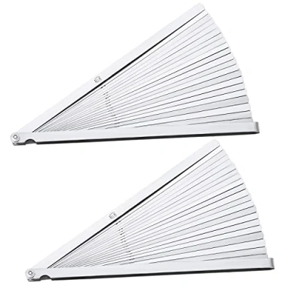 Image of 2 Pieces 25 Blade Long Feeler Gauge Set 0.038 1.02 mm, Stainless Steel Dual Marked Metric and Imperial Measuring Tool, Silver