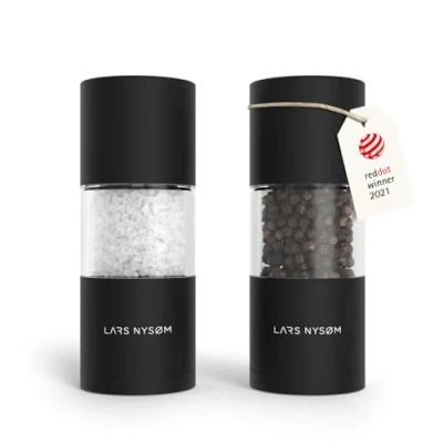 Image of LARS NYSØM Salt and Pepper Grinder Set I Mills with Adjustable Ceramic 2 Pieces Manual Design Spice (Carbon Black)