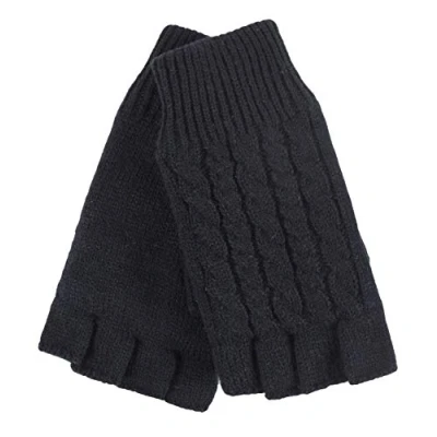 Image of HEAT HOLDERS Ladies Cable Knitted Winter Thermal Fingerless Gloves (One Size, Black)