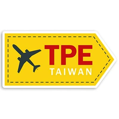 Image of 2 x 10cm TPE Taiwan Airport Vinyl Stickers China Travel Luggage Sticker #31242 (10cm Wide)