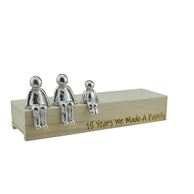 Image of 15th Anniversary Idea 15 Years We Made A Family Metal Ornament Choose Your Combination Box &amp; Woodgrain May Vary(1 Child)