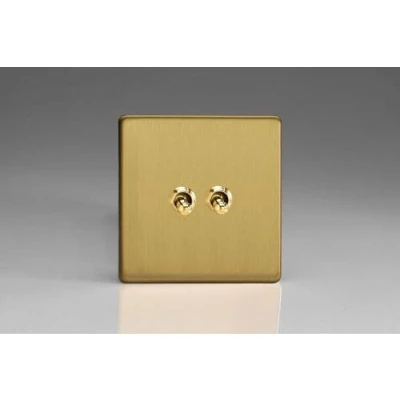 Image of Varilight 2G 1 or 2W 10A Classic Toggle Switch Dimension Screwless Brushed Brass XDBT2S