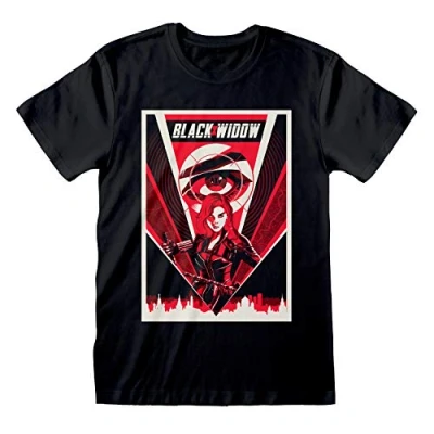 Image of Marvel Black Widow Movie Poster T Shirt, Adults, S 5XL, Black, Official Merchandise