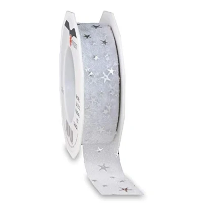 Image of Präsent Canada Printed Organza Ribbon White 20 m roll 25 mm Width
