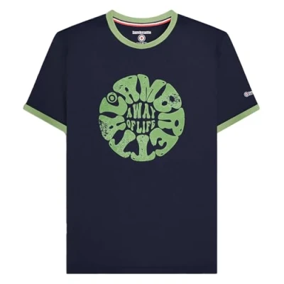 Image of Lambretta Mens Festival Ringer Short Sleeve Crew Neck T Shirt Navy M