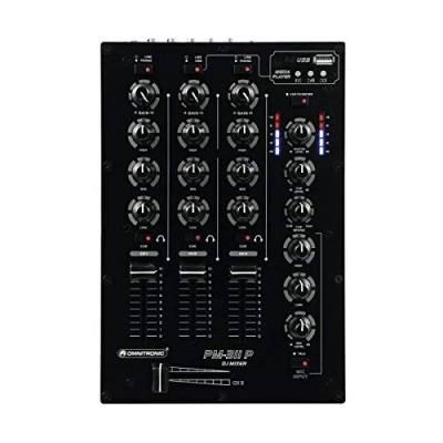 Image of Omnitronic PM 311 P 3 Channel DJ Mixer with Integrated MP3 Player Microphone Input Talkover Switch