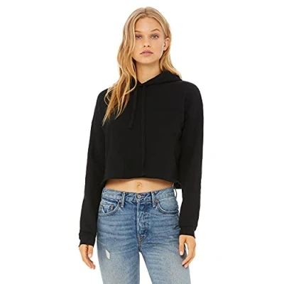 Image of Bella+Canvas Women&#039;s Cropped Fleece Hoodie Black S