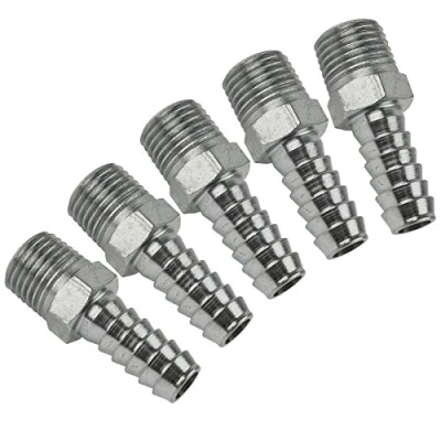 Image of 1/4&quot; BSP Thread Hose Tail 5/16&quot; (8mm) Pipe Connector Air Fitting 5 Pack FT042