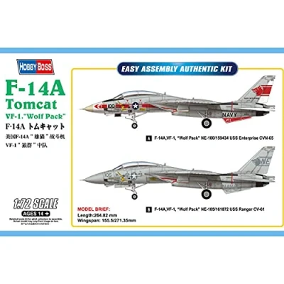 Image of Hobbyboss 80279 F 14a Tomcat VF 1 &quot;Wolf Pack Model Kit, coloured