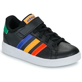 Image of adidas Unisex Grand Elastic Lace and Top Strap Shoes Sneakers, Core Black/Lucid Blue/Court Green, 11 UK