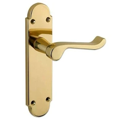 Image of Ironmongery Solutions® Brushed Internal Scroll Door Handles Lock, Latch &amp; Bathroom Sets in Polished Brass Satin Chrome (Polished Brass, Latch)