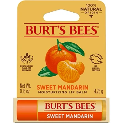 Image of Burts Bees Sweet Mandarin Moisturizing Lip Balm for Unisex 0.15 oz Balm, White